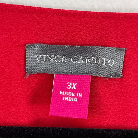 Vince Camuto Womens Plus 3X Red V Neck Chiffon Blouse Long Sleeve Shirt Top - Picture 3 of 11